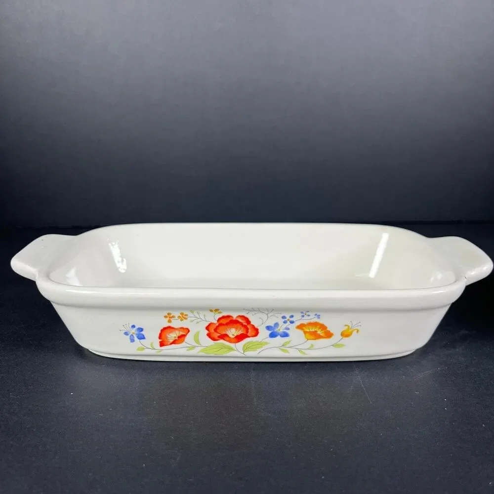 1980s Northland Japan Oven Proof 3 Small Baking Dishes Floral Pattern READ